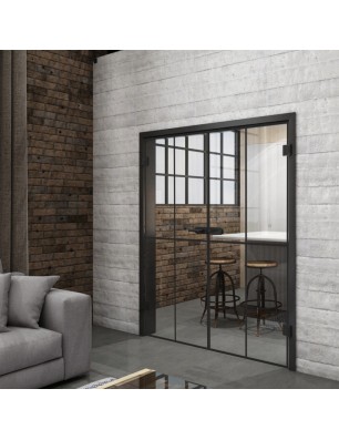 Ganzglastür Loft Schwarzlack 08 Auf Klarglas