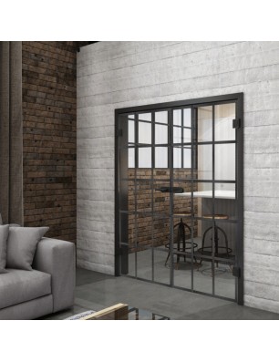 Ganzglastür Loft Schwarzeisen Genietet 09 Auf Klarglas