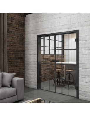 Ganzglastür Loft Schwarzeisen Genietet 10 Auf Klarglas