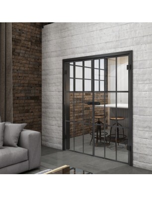 Ganzglastür Loft Schwarzeisen Genietet 11 Auf Klarglas