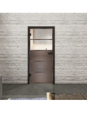 Ganzglastür Loft Rosteisen Genietet 13 Auf Klarglas