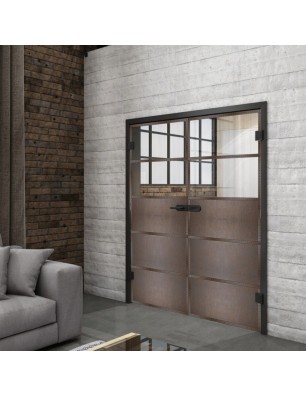 Ganzglastür Loft Rosteisen Genietet 13 Auf Klarglas