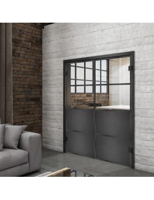 Ganzglastür Loft Schwarzeisen Genietet 14 Auf Klarglas