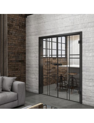 Ganzglastür Loft Schwarzlack 14 Auf Klarglas