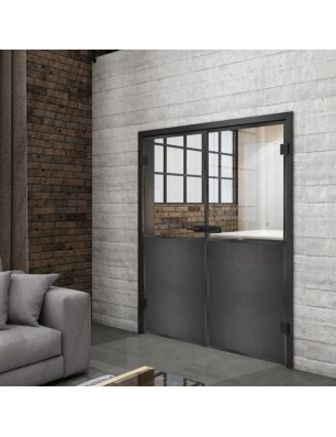 Ganzglastür Loft Schwarzeisen Genietet 16 Auf Klarglas