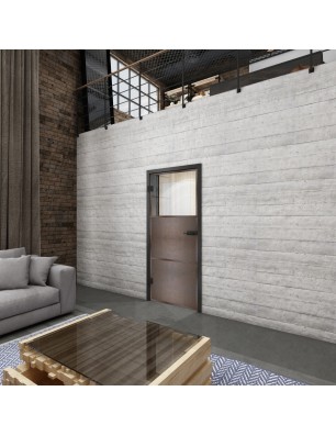 Ganzglastür Loft Rosteisen Genietet 15 Auf Klarglas