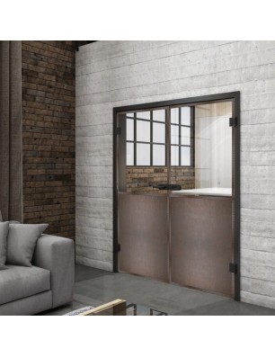 Ganzglastür Loft Rosteisen Genietet 16 Auf Klarglas