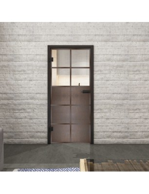 Ganzglastür Loft Rosteisen Genietet 17 Auf Klarglas