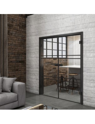 Ganzglastür Loft Schwarzlack 17 Auf Klarglas