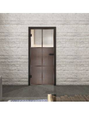 Ganzglastür Loft Rosteisen Genietet 19 Auf Klarglas