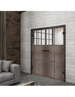 Ganzglastür Loft Rosteisen Genietet 19 Auf Klarglas