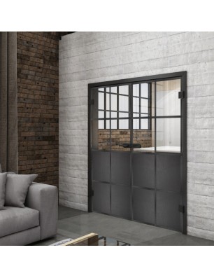 Ganzglastür Loft Schwarzeisen Genietet 18 Auf Klarglas