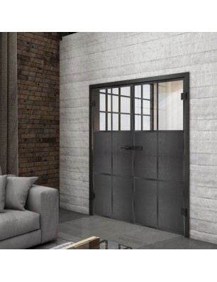 Ganzglastür Loft Schwarzeisen Genietet 19 Auf Klarglas