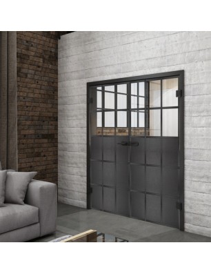 Ganzglastür Loft Schwarzeisen Genietet 21 Auf Klarglas