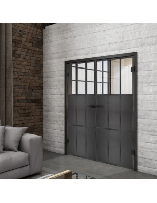 Ganzglastür Loft Schwarzeisen Genietet 23 Auf Klarglas