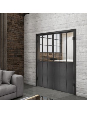 Ganzglastür Loft Schwarzeisen Genietet 24 Auf Klarglas