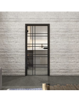 Ganzglastür Loft Schwarzlack 19 Auf Klarglas