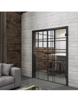 Ganzglastür Loft Schwarzlack 19 Auf Klarglas