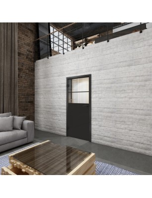 Ganzglastür Loft Schwarzlack 22 Auf Klarglas