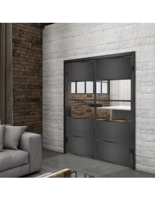 Ganzglastür Loft Schwarzeisen Genietet 25 Auf Klarglas