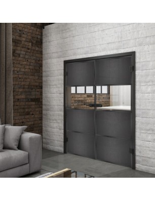 Ganzglastür Loft Schwarzeisen Genietet 26 Auf Klarglas