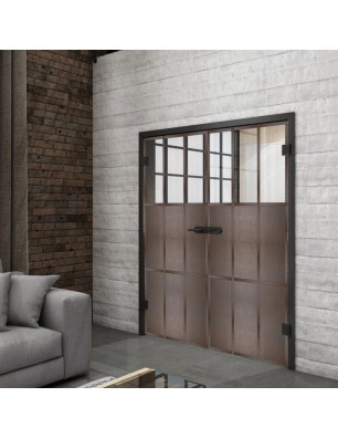 Ganzglastür Loft Rosteisen Genietet 23 Auf Klarglas