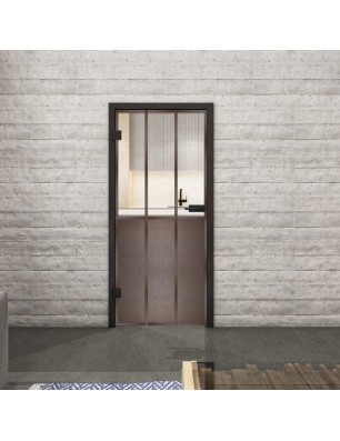 Ganzglastür Loft Rosteisen Genietet 24 Auf Klarglas