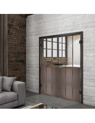 Ganzglastür Loft Rosteisen Genietet 24 Auf Klarglas