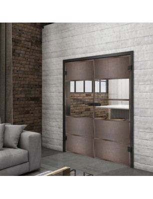 Ganzglastür Loft Rosteisen Genietet 25 Auf Klarglas