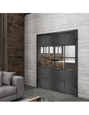 Ganzglastür Loft Schwarzeisen Genietet 28 Auf Klarglas