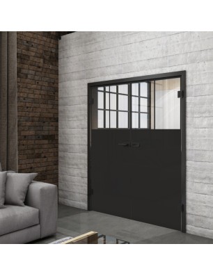 Ganzglastür Loft Schwarzlack 25 Auf Klarglas