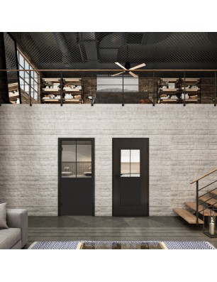 Ganzglastür Loft Schwarzlack 26 Auf Klarglas