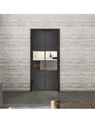 Ganzglastür Loft Schwarzeisen Genietet 30 Auf Klarglas