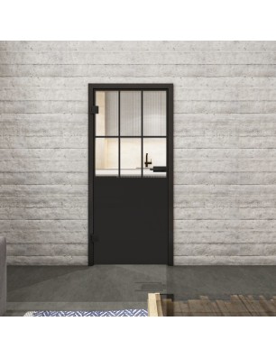Ganzglastür Loft Schwarzlack 28 Auf Klarglas