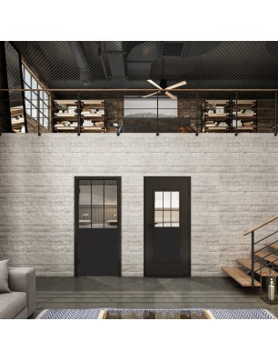 Ganzglastür Loft Schwarzlack 28 Auf Klarglas