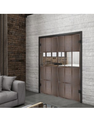 Ganzglastür Loft Rosteisen Genietet 32 Auf Klarglas