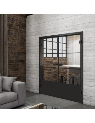 Ganzglastür Loft Schwarzlack 32 Auf Klarglas