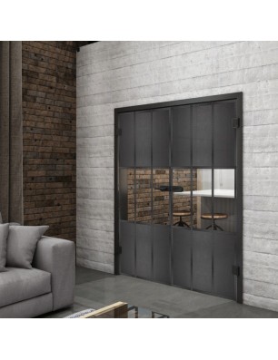 Ganzglastür Loft Schwarzeisen Genietet 33 Auf Klarglas