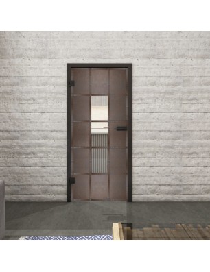 Ganzglastür Loft Rosteisen Genietet 34 Auf Klarglas