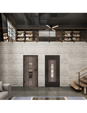 Ganzglastür Loft Rosteisen Genietet 34 Auf Klarglas