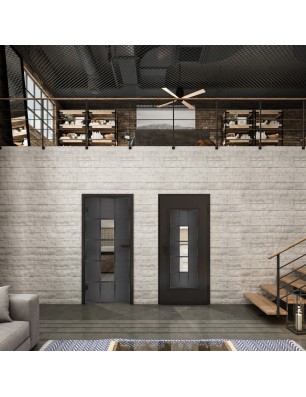 Ganzglastür Loft Schwarzeisen Genietet 34 Auf Klarglas