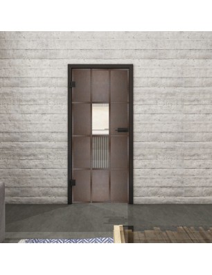 Ganzglastür Loft Rosteisen Genietet 35 Auf Klarglas