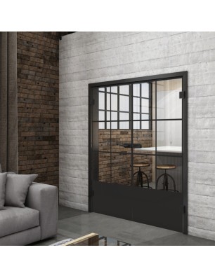 Ganzglastür Loft Schwarzlack 35 Auf Klarglas