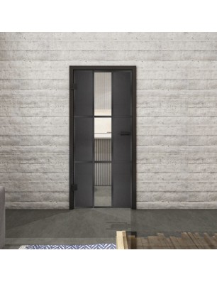 Ganzglastür Loft Schwarzeisen Genietet 36 Auf Klarglas