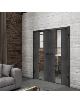 Ganzglastür Loft Schwarzeisen Genietet 36 Auf Klarglas