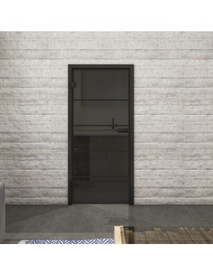 Ganzglastür Loft Schwarzlack 01 Auf Grauglas