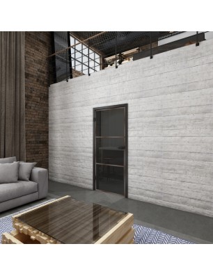 Ganzglastür Loft Rosteisen Genietet 03 Auf Grauglas