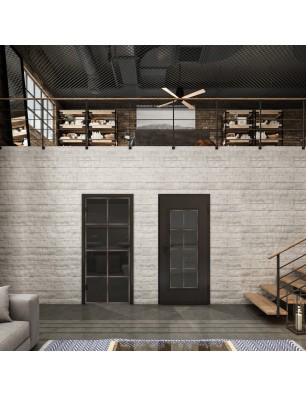 Ganzglastür Loft Rosteisen Genietet 06 Auf Grauglas