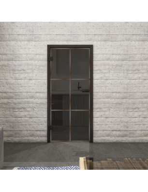 Ganzglastür Loft Rosteisen Genietet 07 Auf Grauglas