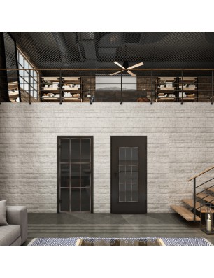 Ganzglastür Loft Rosteisen Genietet 11 Auf Grauglas